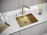 Комплект Мойка Paulmark Next PM215844-BG брашированное золото + Измельчитель Bone Crusher BC 910-SL-Slim Line