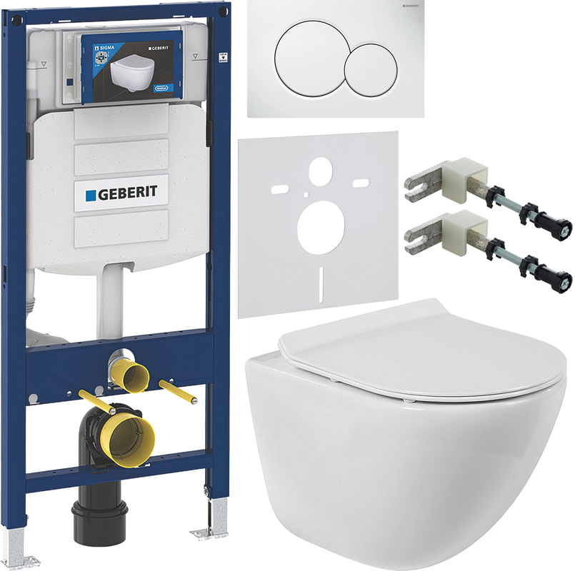 Комплект Унитаз подвесной BelBagno Amanda BB051CHR безободковый + Крышка Piano BB2111SC с микролифтом + Инсталляция Geberit Duofix UP 320 111.300.00.5 + Кнопка Sigma 01 115.770.11.5 белая + Крепления 111.815.00.1 к стене + Звукоизоляция