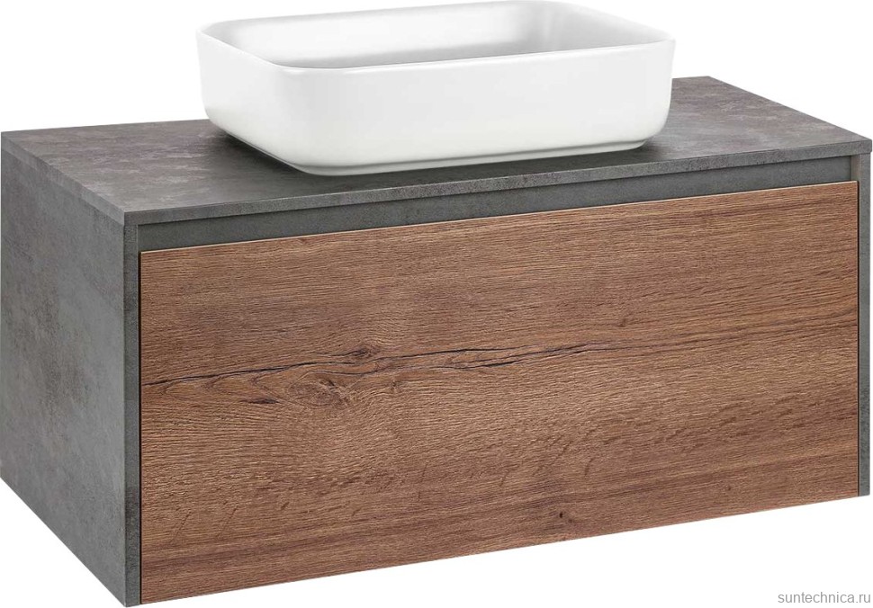 Тумба с раковиной Vincea Mesa 100 дуб табак, бетон