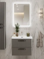 Мебель для ванной комнаты BelBagno Due 60 ручки матовый темный никель, оружейная сталь