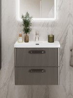 Мебель для ванной комнаты BelBagno Due 60 ручки матовый темный никель, оружейная сталь