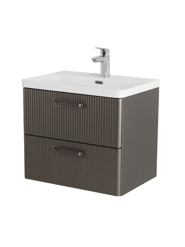 Мебель для ванной комнаты BelBagno Due 60 ручки матовый темный никель, оружейная сталь