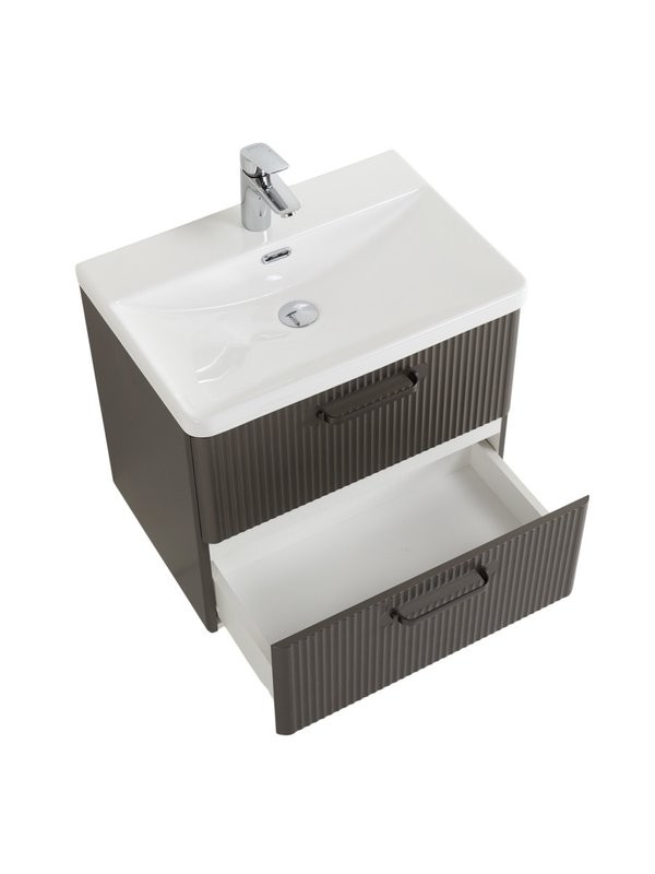 Мебель для ванной комнаты BelBagno Due 60 ручки матовый темный никель, оружейная сталь