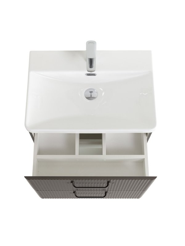 Мебель для ванной комнаты BelBagno Due 60 ручки матовый темный никель, оружейная сталь