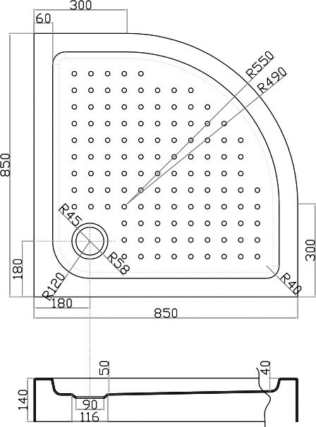 Поддон для душа Cezares Tray TRAY-A-R-85-550-15-W R 85x85, с сифоном