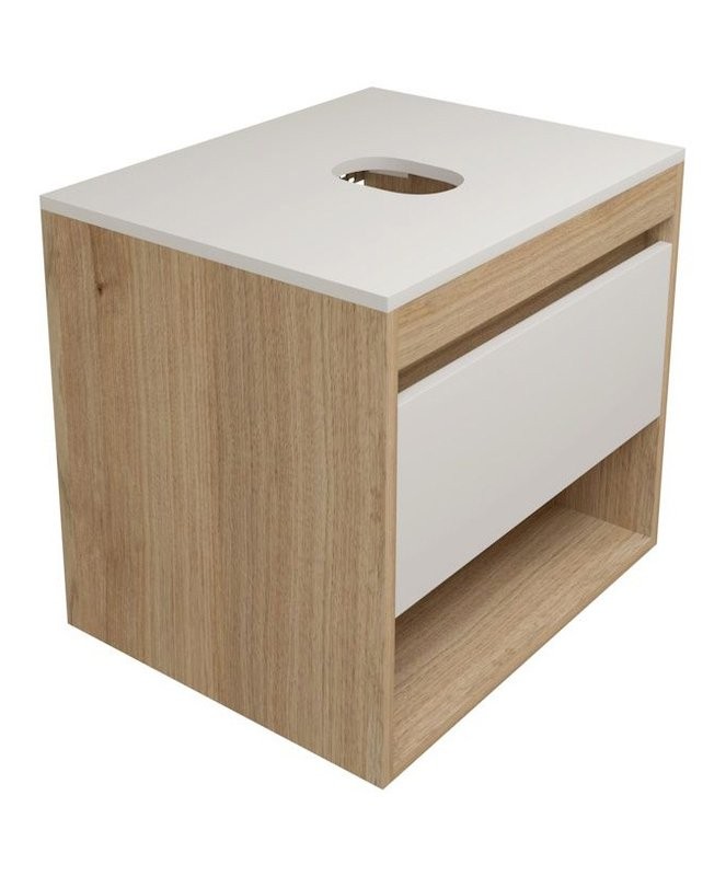 Тумба с раковиной Teymi Ritta 55 дуб эврика, матовая белая, раковина Solli 50