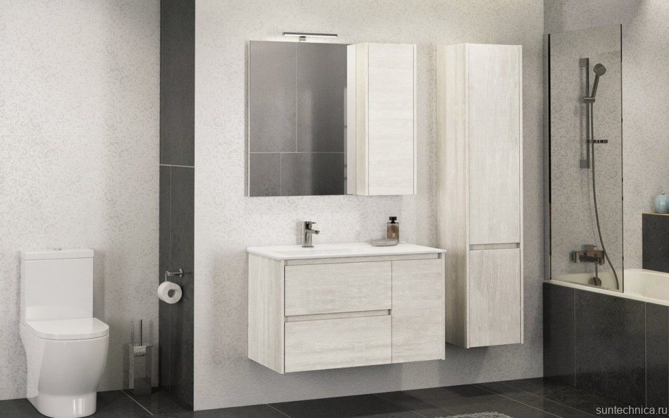 Зеркало Comforty Бремен 90 дуб белый