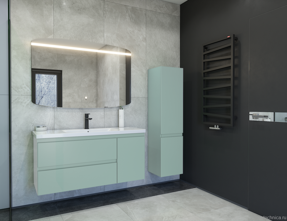 Тумба с раковиной Caprigo Forte 120 R подвесная, селесте