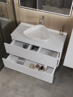 Тумба с раковиной Orange Line 100 подвесная, 2 ящика, матовая белая с раковиной B07-500W