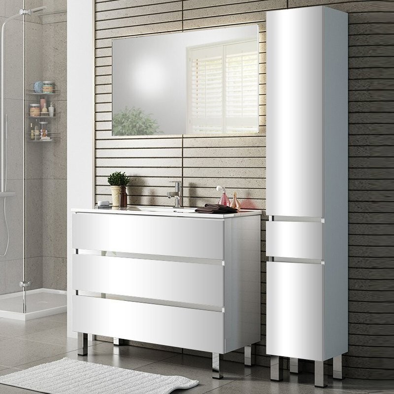 Тумба с раковиной Sanvit Кубэ -3 75 белый глянец