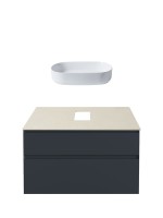 Тумба с раковиной Allen Brau Infinity 100 2 ящика, антрацит матовый, столешница бежевая, раковина Fantasy Oval 55