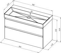 Тумба с раковиной Allen Brau Infinity 100 2 ящика, антрацит матовый, столешница бежевая, раковина Fantasy Oval 55