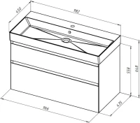 Тумба с раковиной Allen Brau Infinity 100 2 ящика, антрацит матовый, столешница бежевая, раковина Fantasy Oval 55