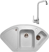 Комплект Мойка GranFest Corner C-1040 E серый + Смеситель MEGA Ege MG-PL10 хром