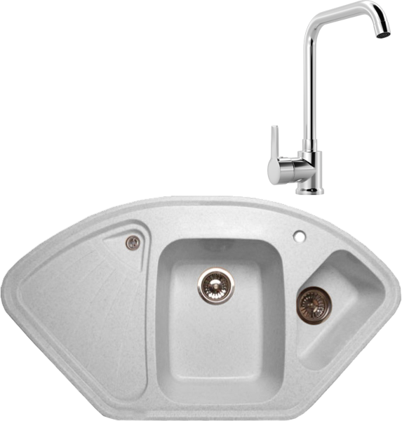 Комплект Мойка GranFest Corner C-1040 E серый + Смеситель MEGA Ege MG-PL10 хром