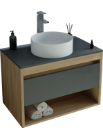 Тумба с раковиной Teymi Ritta 65 дуб эврика, матовый графит, раковина Lina D35