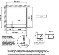 Душевой уголок Vegas Glass AFP-Fis TUR NOVO h1890 90 08 01 R профиль глянцевый хром, стекло прозрачное