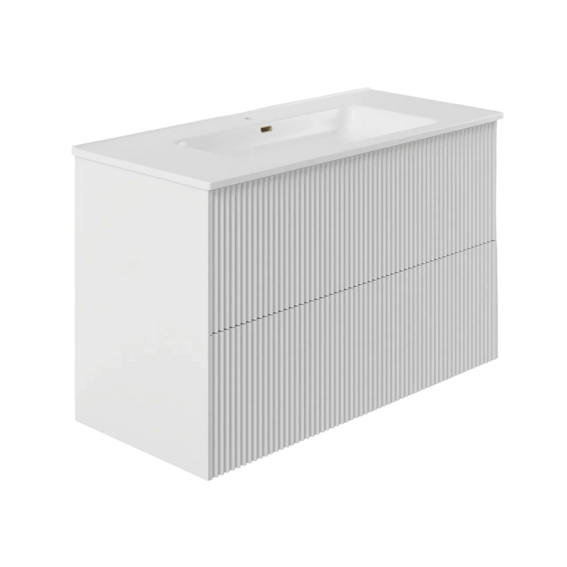 Тумба с раковиной La Fenice Terra Twin 100 подвесная, bianca, раковина Slim Line 100 см