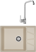 Комплект Мойка GranFest Vertex V-680L кашемир + Смеситель MEGA Ege MG-PL10 хром