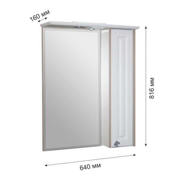 Шкаф с зеркалом в ванную MIXLINE 64х16х81,6 Белое дерево ПВХ, 534184
