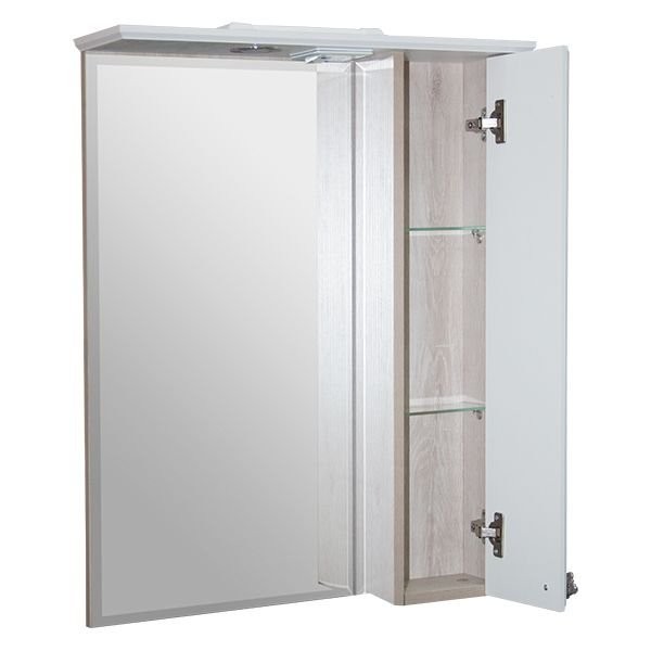 Шкаф с зеркалом в ванную MIXLINE 64х16х81,6 Белое дерево ПВХ, 534184