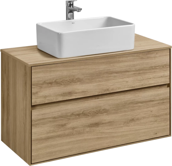 Тумба с раковиной AQUATON Либерти 100 со столешницей дуб эльвезия, раковина Mila 35