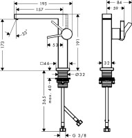 Смеситель для раковины Hansgrohe Tecturis E 150 Fine 73040670 матовый черный