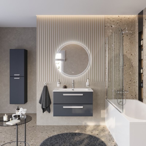 Мебель для ванной комнаты Cezares Eco Cer-N 80 grafito, раковина Eco 80, ручки сатин