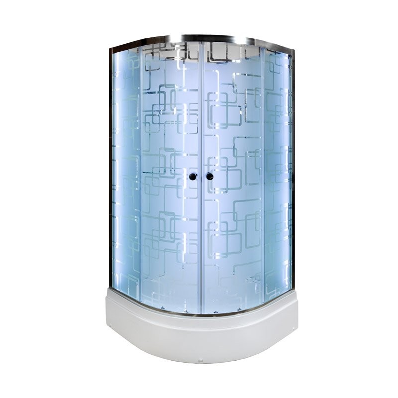 Душевая кабина DTO D EM2780NLED профиль хром, стекло матовое с узором