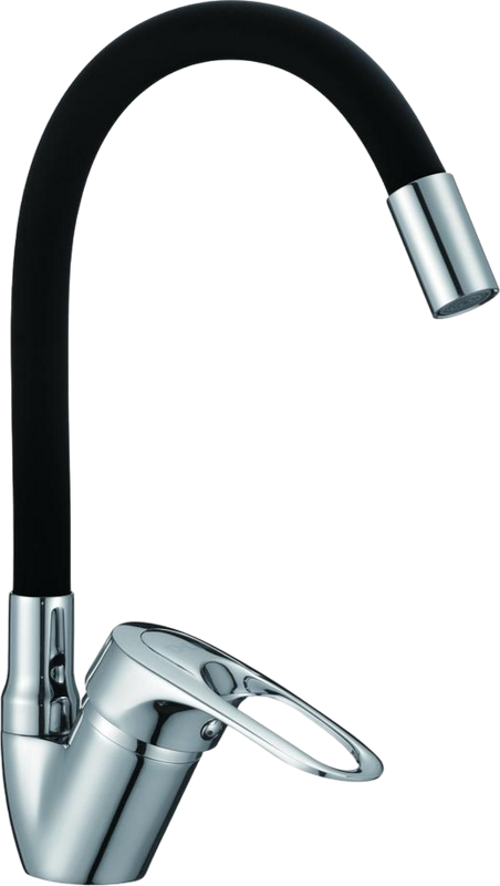 Смеситель для кухни D-lin D150628-1C с гибким изливом, черный