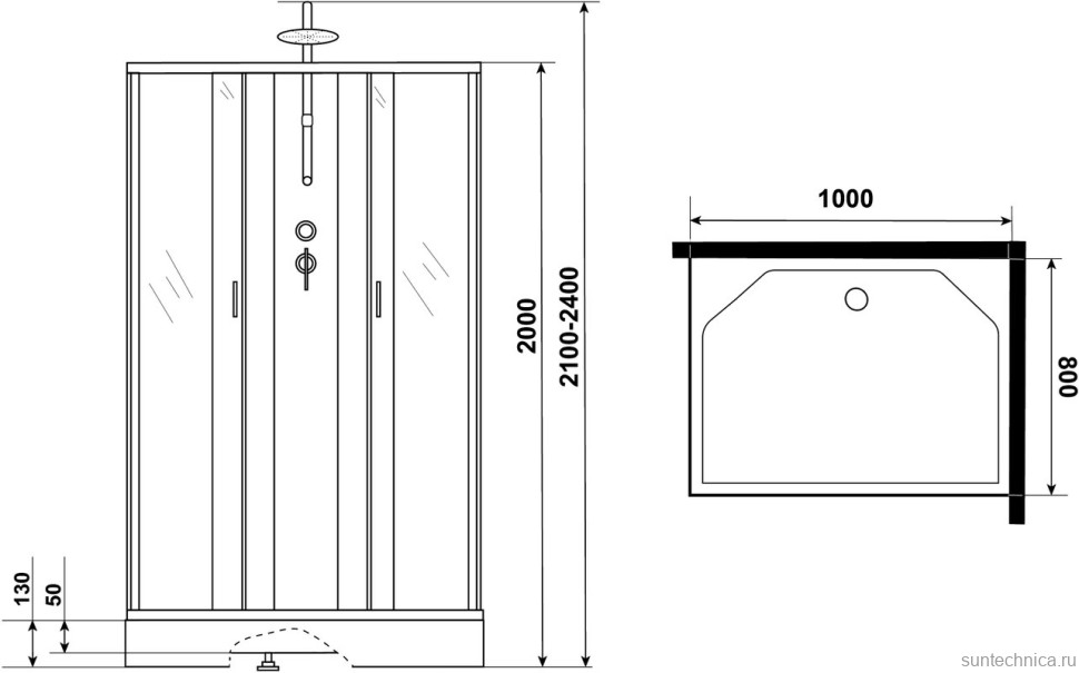 Душевая кабина Niagara Classic NG-43085-14QBKT 100х80 см, без крыши, с тропическим душем