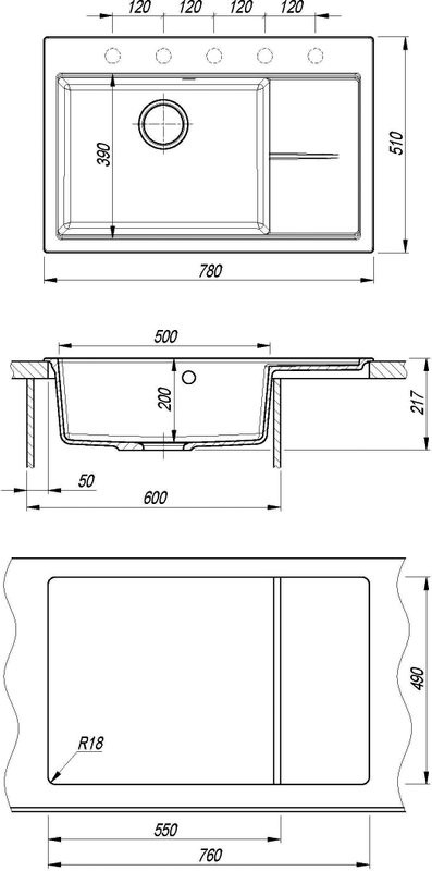 Комплект Мойка Florentina Россана 780 антрацит + Измельчитель Bone Crusher BC 810-AS