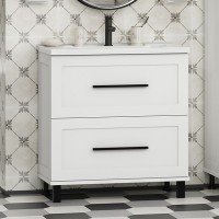 Тумба под раковину без столешницы Misty Модерн 80 напольная, матовая белая