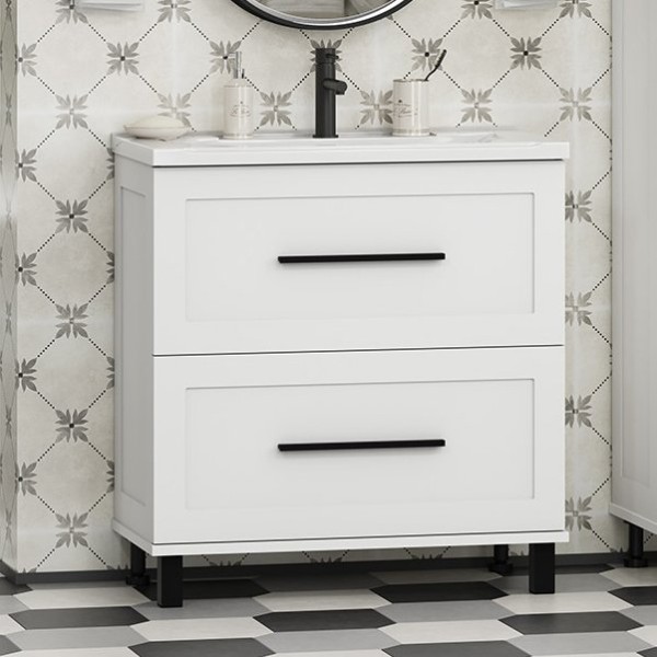Тумба под раковину без столешницы Misty Модерн 80 напольная, матовая белая