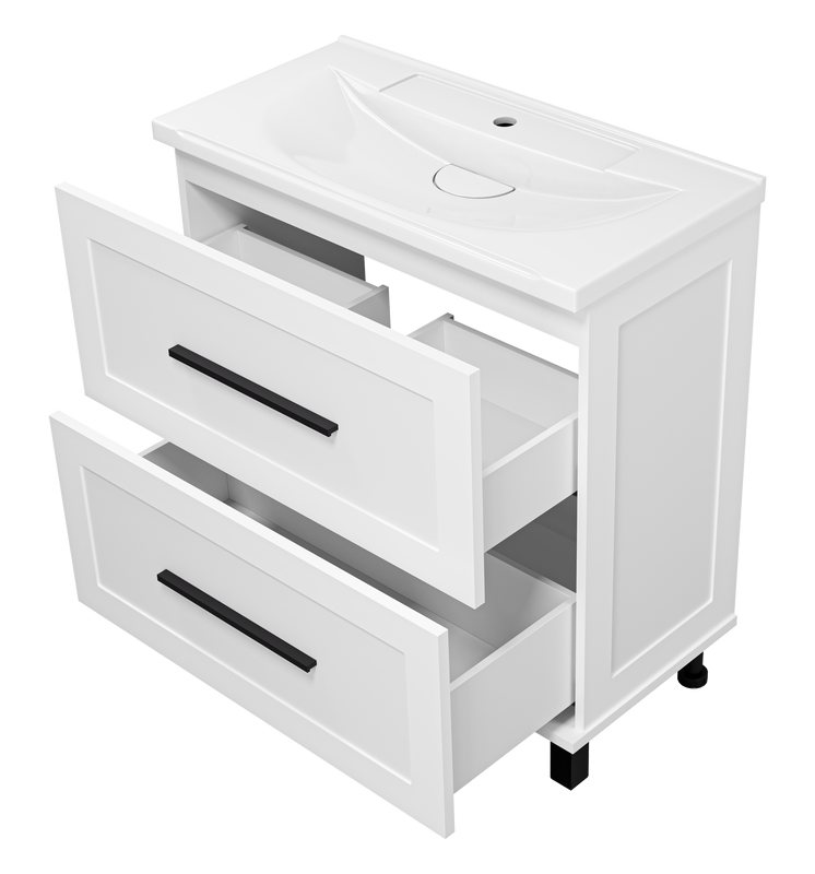 Тумба под раковину без столешницы Misty Модерн 80 напольная, матовая белая