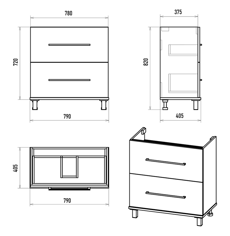 Тумба под раковину без столешницы Misty Модерн 80 напольная, матовая белая