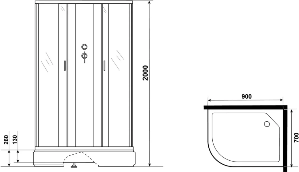 Душевая кабина Niagara Classic NG-33974-14RBK 90х70 см, без крыши