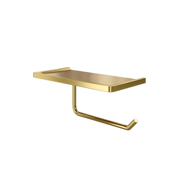 Держатель для туалетной бумаги Wasserkraft Sauer 1625 с полкой для телефона, матовое золото