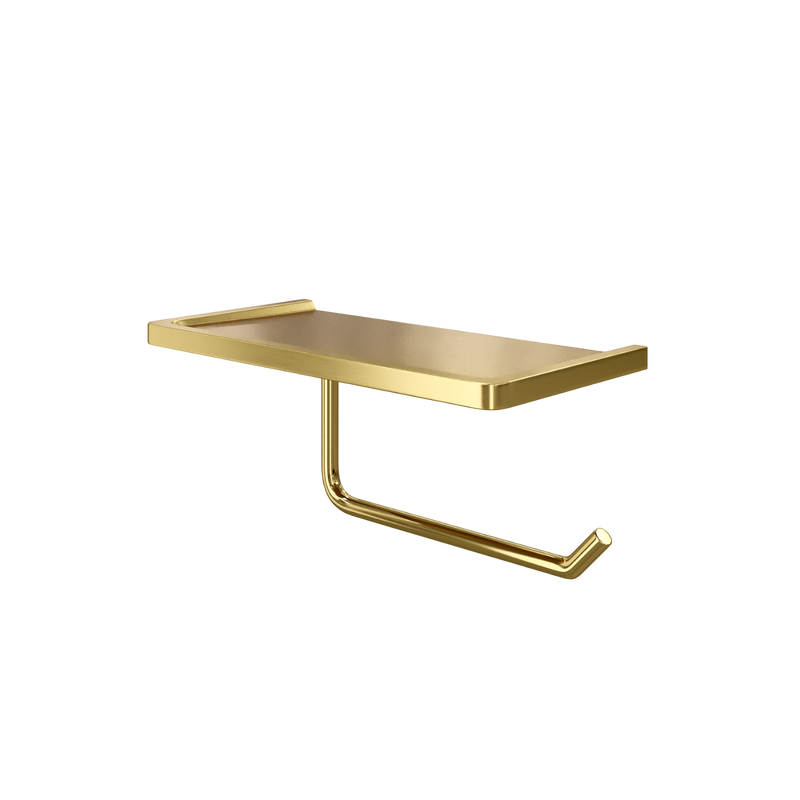 Держатель для туалетной бумаги Wasserkraft Sauer 1625 с полкой для телефона, матовое золото