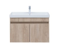 Тумба с раковиной Aquanet Оптима 80 подвесная, дуб светлый