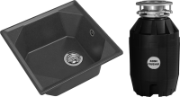 Комплект Мойка GranFest Unique U-500 графит + Измельчитель Bone Crusher BC 810-AS