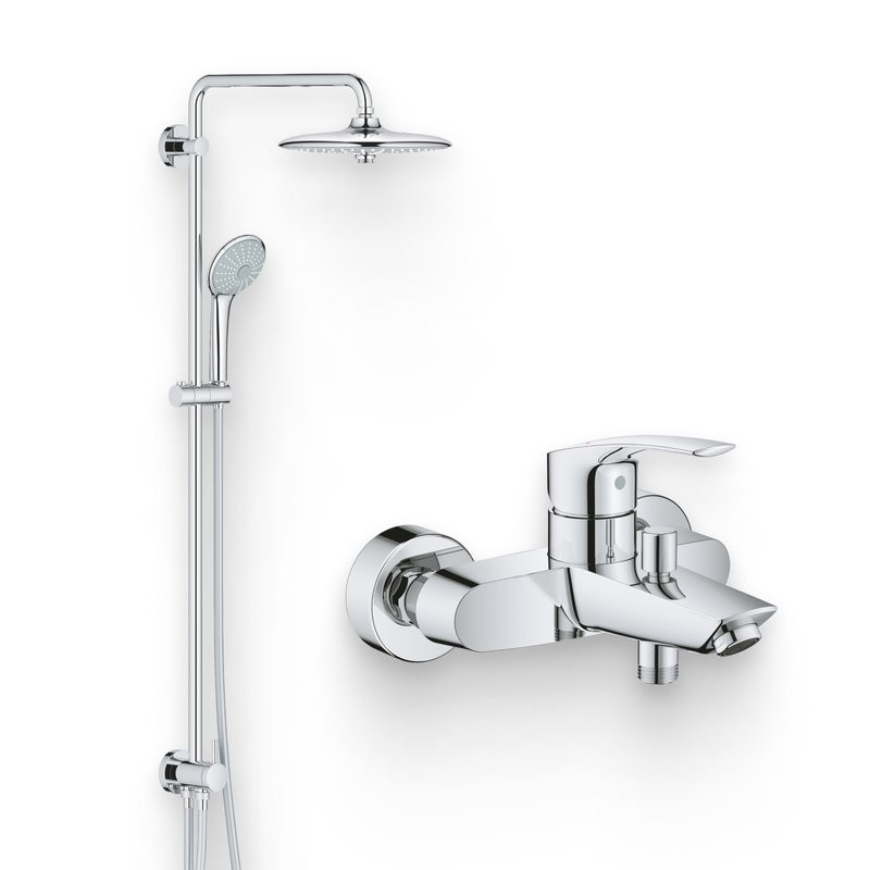 Душевой комплект Смеситель Grohe Eurosmart 33300003 + Стойка Euphoria 27421002
