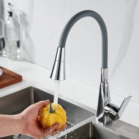 Смеситель для кухни Shevanik S543-9 с гибким изливом, хром, серый