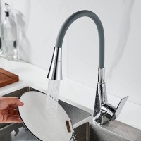 Смеситель для кухни Shevanik S543-9 с гибким изливом, хром, серый
