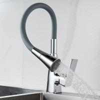 Смеситель для кухни Shevanik S543-9 с гибким изливом, хром, серый