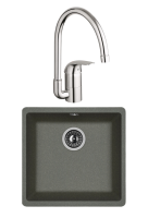 Комплект Мойка Florentina Вега 400 черный + Смеситель Grohe Euroeco