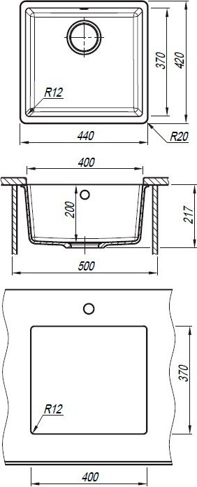 Комплект Мойка Florentina Вега 400 черный + Смеситель Grohe Euroeco