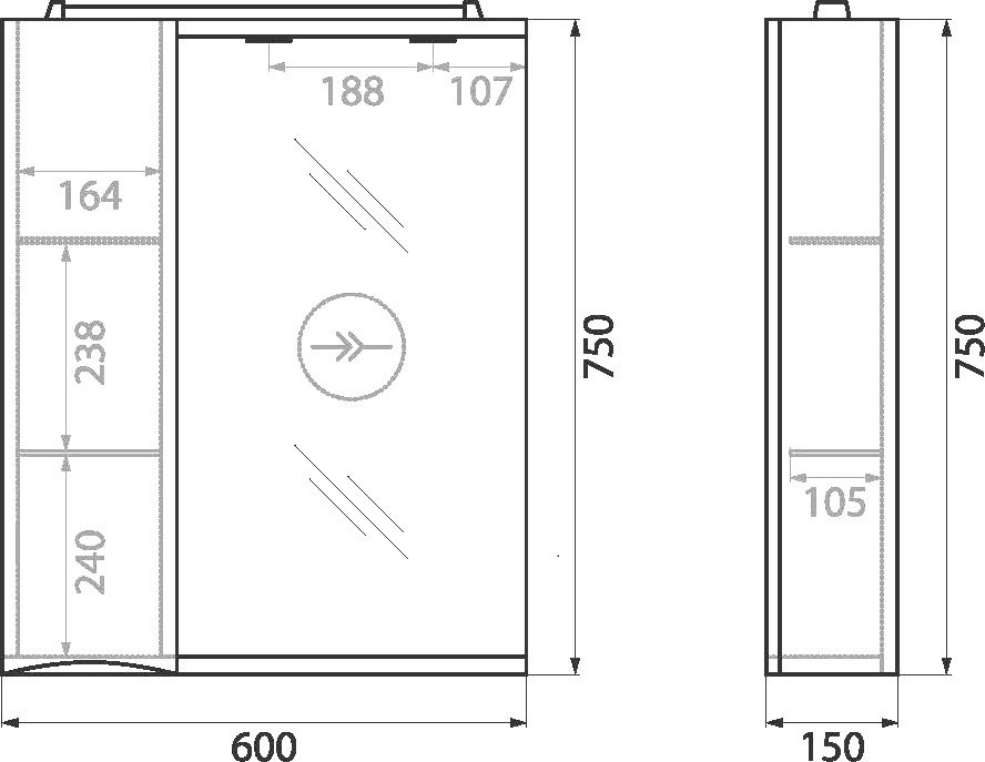 Зеркало BelBagno Marino L 60