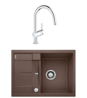 Комплект Мойка Blanco Metra 45S Compact 519581 кофе + Смеситель Grohe Minta 3291800E хром