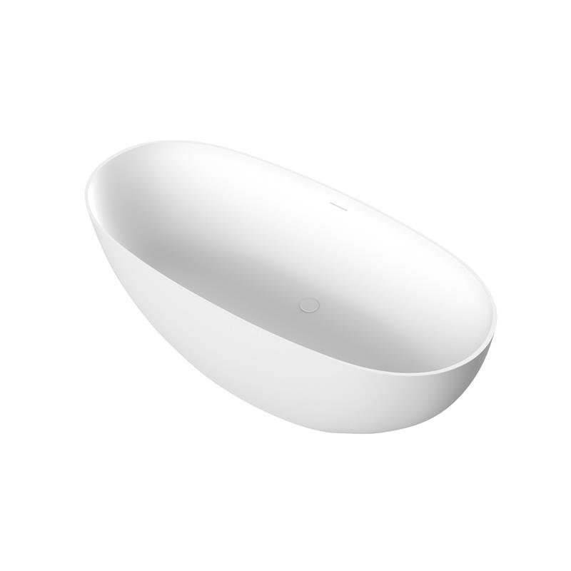 Ванна из искусственного камня Cezares Stream Solid Surface 170x80 см, отдельностоящая, матовая белая, овальная, с донным клапаном